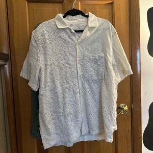 Zara Man Mens Short Sleeve Button Down Shirt, Knit Size XL,  Lot of 3